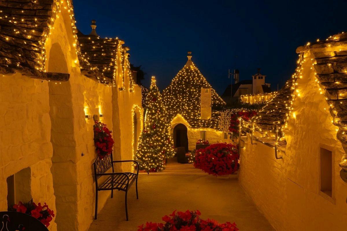 Alberobello si accende per Natale tra trulli illuminati e suggestive vie d’inverno